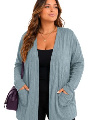 Cardigan XXL salvia bolsillos C1213