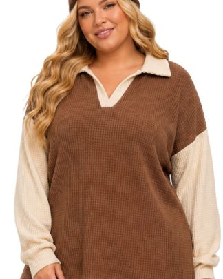 Poleron XL/XXL waffle bicolor C630