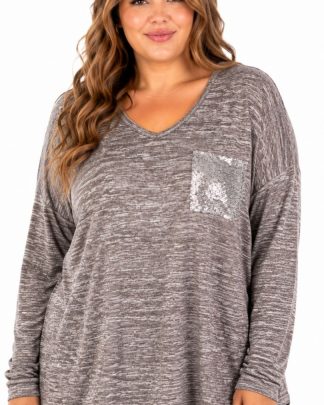 Blusa XL bolsillo plateado C1224