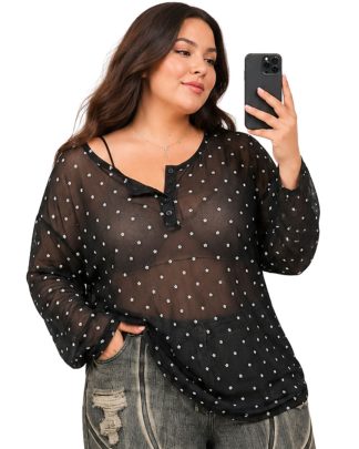 Blusa XXL flores con transparencia C1252